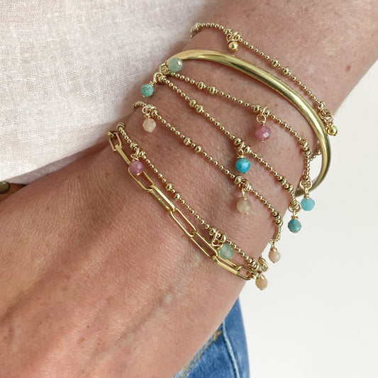 Bracelet Jasmine à pampilles bleues