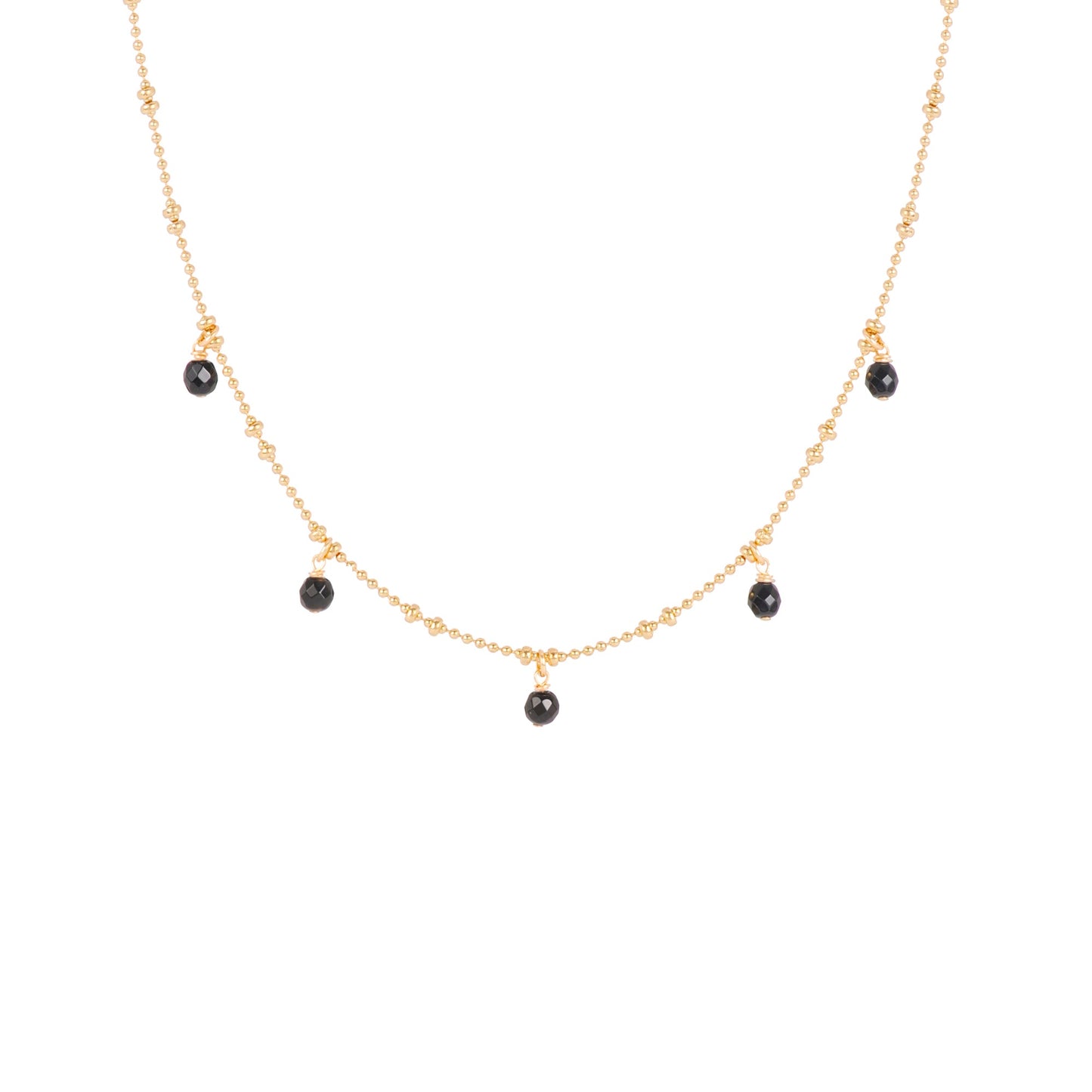 Collier Jasmine à pampilles en agate noire