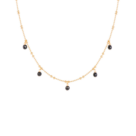 Collier Jasmine à pampilles en agate noire