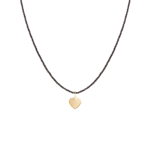 Collier coeur en agate noire