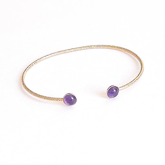 Jonc Ariane cabochon en améthyste (6mm) doré