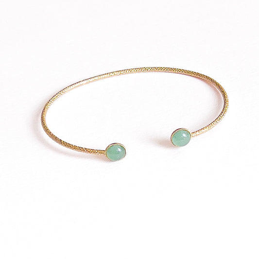 Jonc Ariane cabochon en aventurine (6mm) doré