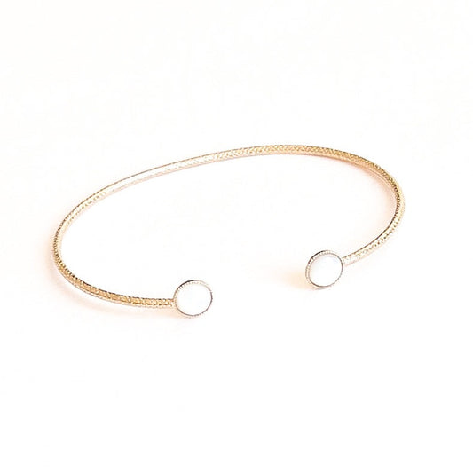 Jonc Ariane cabochon en nacre (6mm) doré