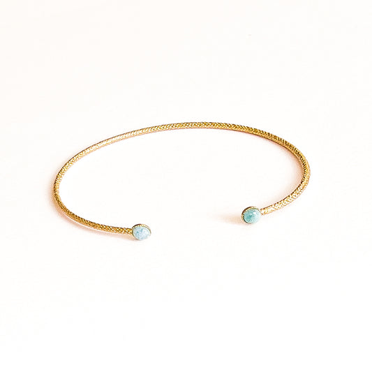 Jonc Ariane cabochon en amazonite (4mm) doré