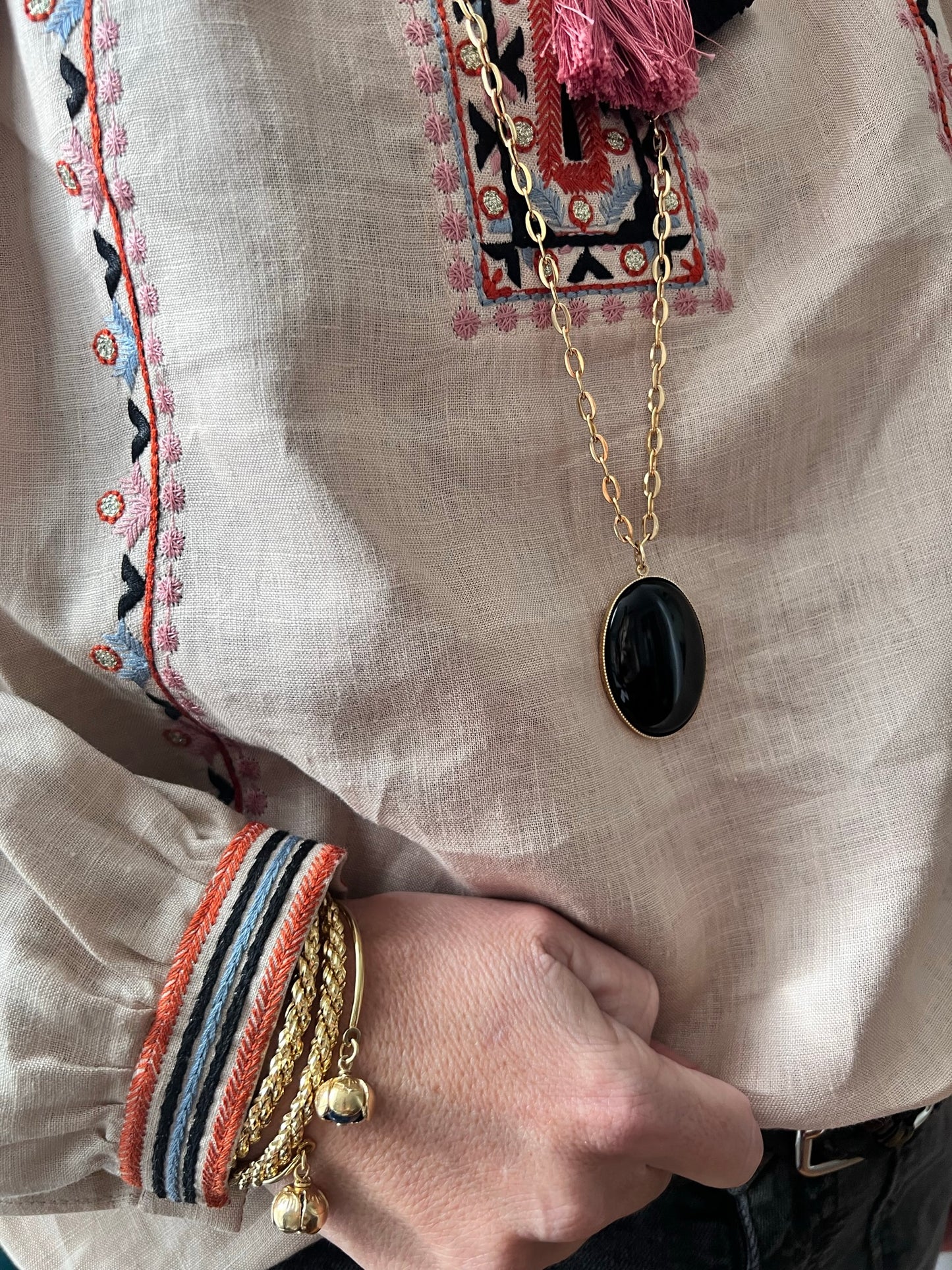 Sautoir Maxi Sophie agate noire