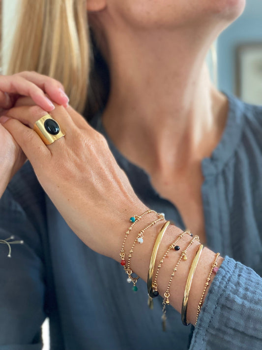 Bracelet Jasmine à pampilles en lapis lazuli, cornaline et chrysocolle