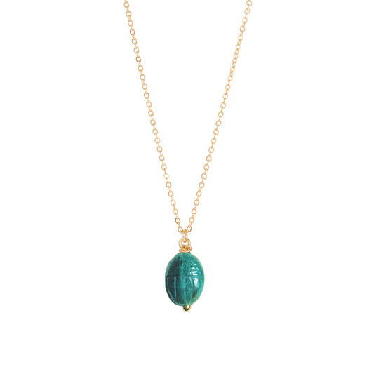 Collier Grigri scarabée malachite