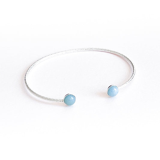 Jonc Ariane argenté cabochon en amazonite ( 6 mm )