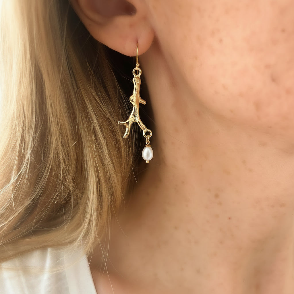Boucles d'oreilles corail en amazonite