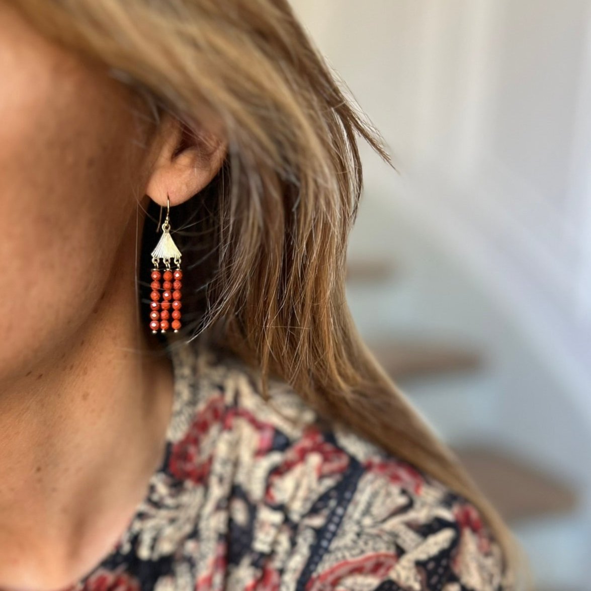 Boucles d'oreilles Théa jaspe rouge