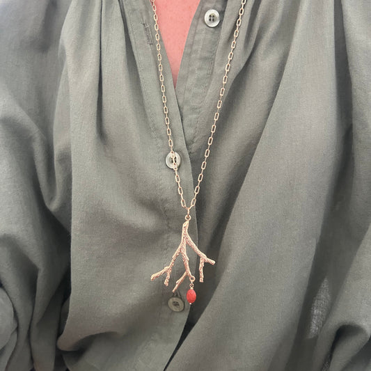 Sautoir corail et jaspe rouge