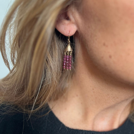 Boucles d'oreilles Théa grenat violet