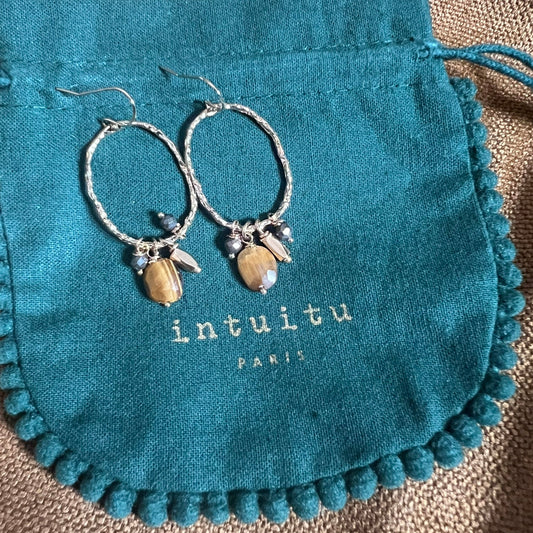 boucle d'oreille pierre doréee 