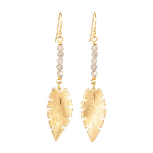 Boucles d'oreilles Arrow labradorite grise
