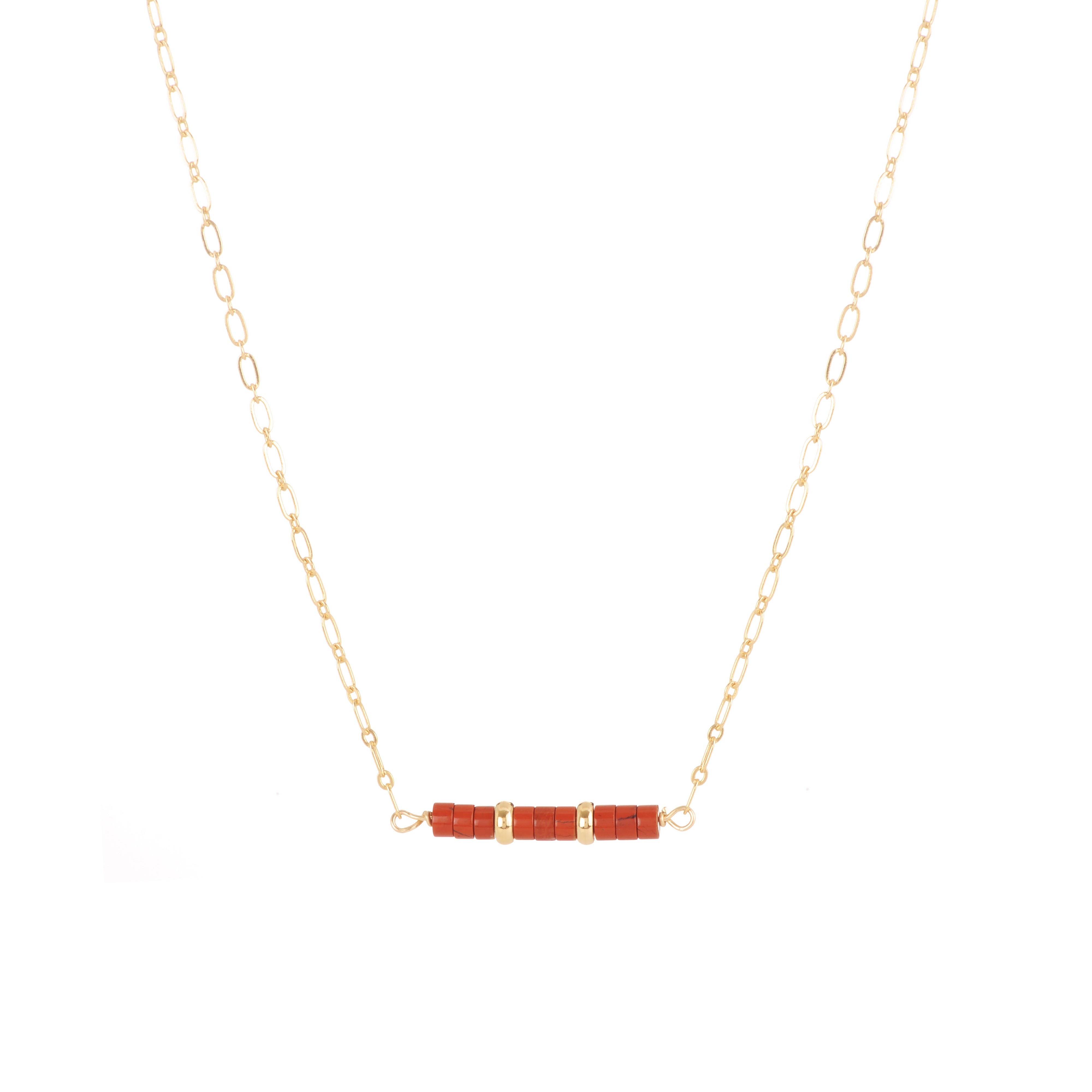Collier Hématite Et Jaspe Rouge - Longueur 70 Cm, Pierres Grises Et Rouges - Occasion, Marque Générique