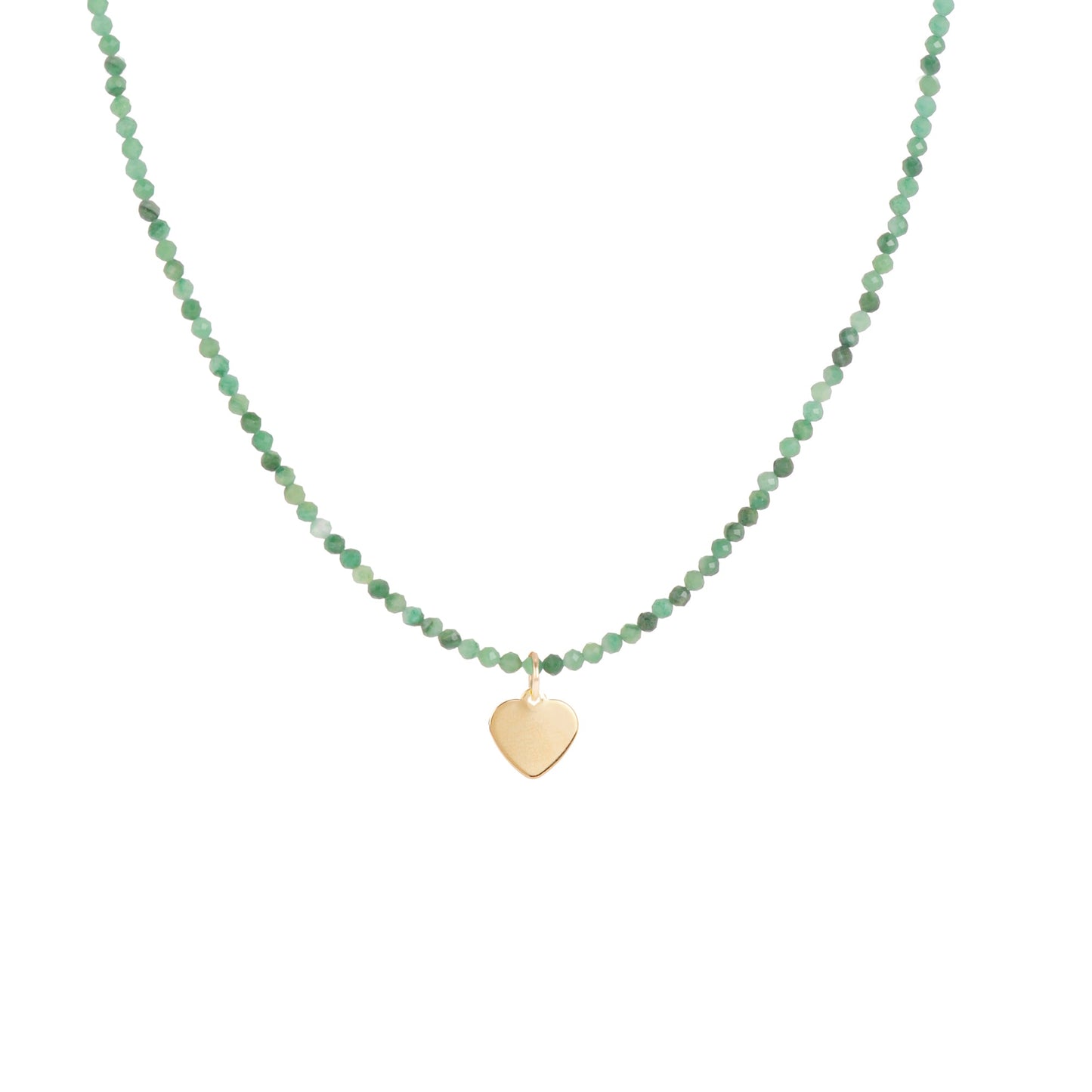 Collier coeur en jade vert